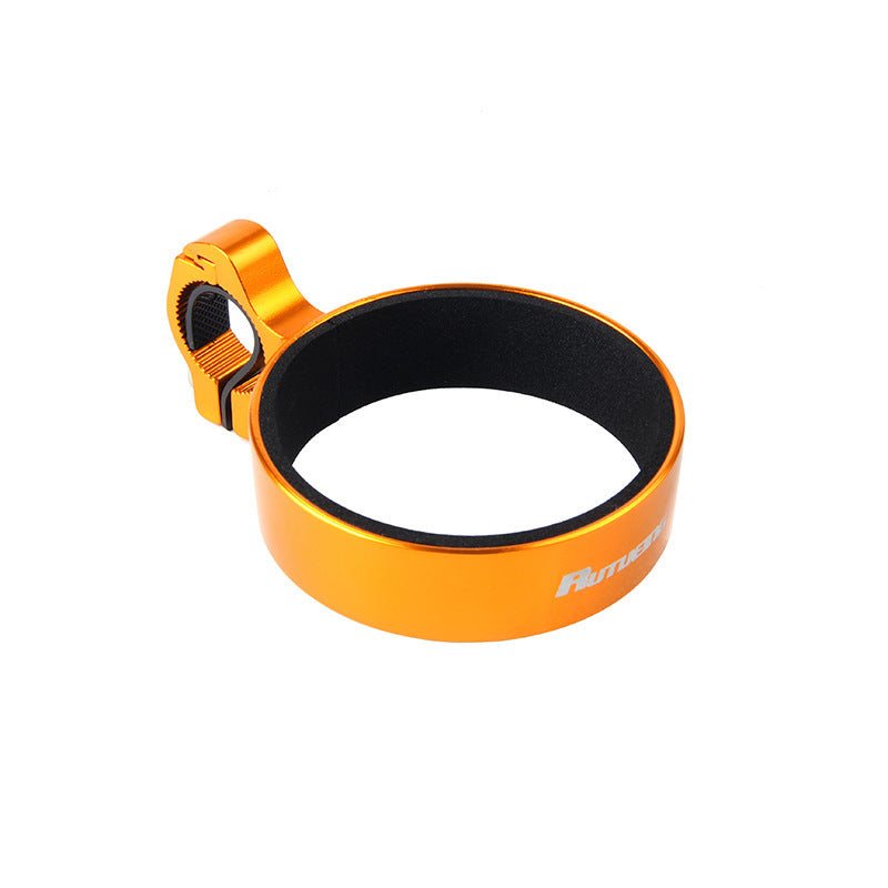 Orange bicycle cup holder with black interior on a white background