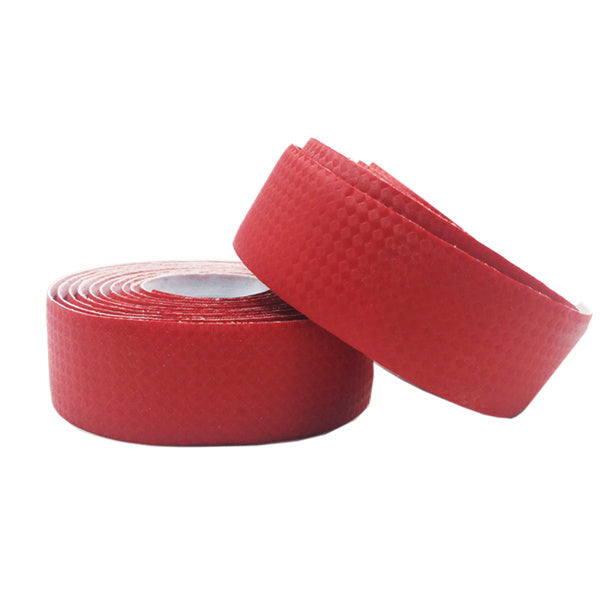 Two rolls of red EVA handlebar tape on a white background