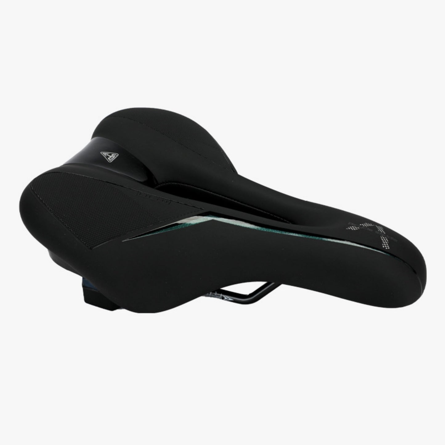 Black bicycle saddle on a white background