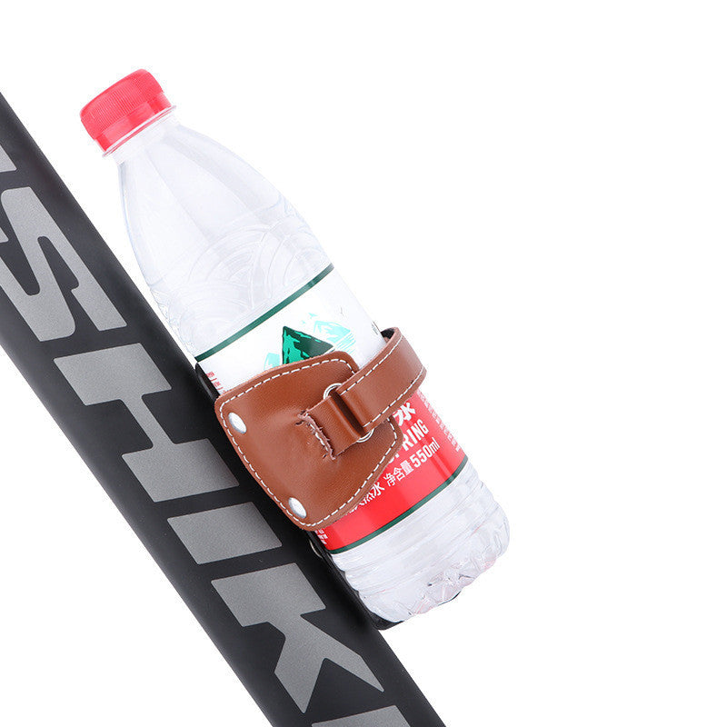 Bottle in a Retro Cowhide Bicycle Bottle Holder/Cage