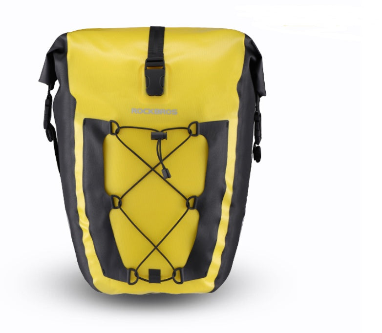 Yellow and black Waterproof Bicycle Pannier Bag with a visible brand logo on a white background