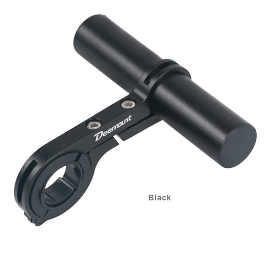 Black aluminium bicycle handlebar extension mount a white background