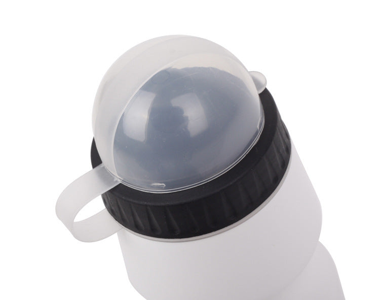 White 700 ml Bicycle Water Bottle with a black cap and gray lid on a white background