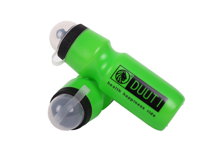 Green 700 ml Bicycle Water Bottle with DUUUT! branding on a white background