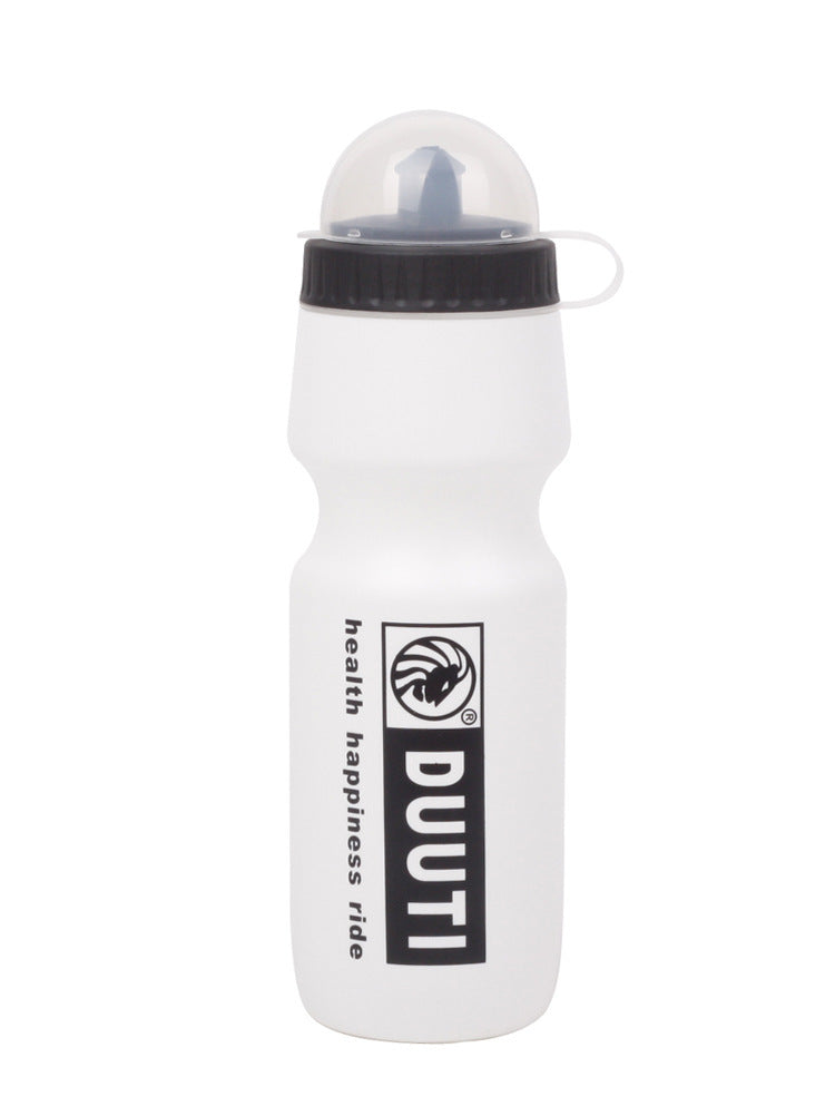 White 700 ml Bicycle Water Bottle with black lid and DUUTI branding on a white background