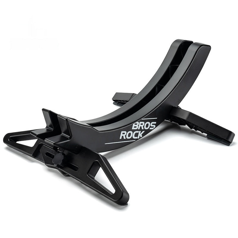Black bicycle wheel stand with 'ROCK BROS' branding on a white background