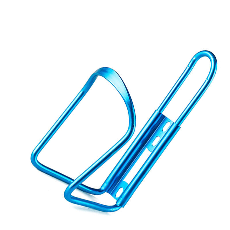 Blue aluminium bicycle bottle holder on a white background