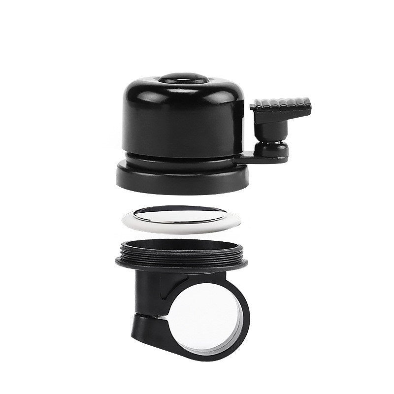 Black Anti-theft Bicycle Bell with concealed Airtag Compartment on a white background