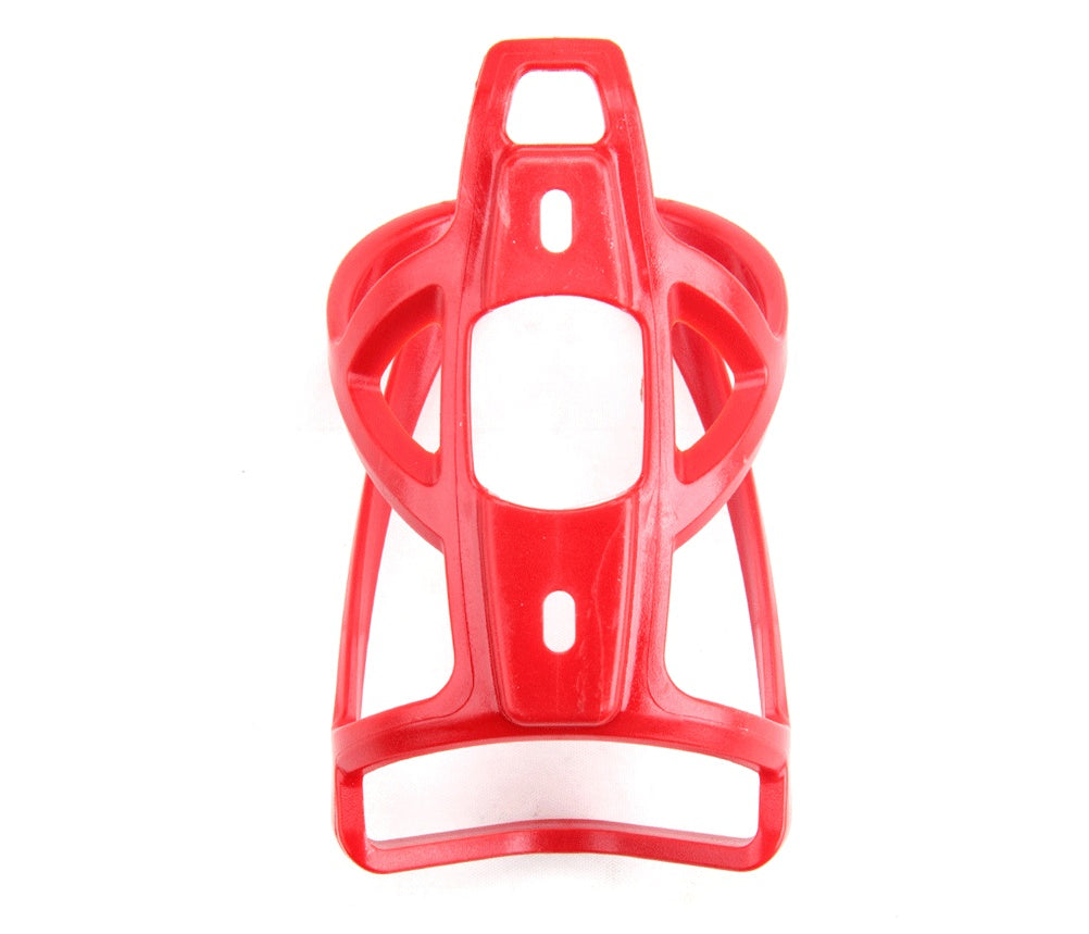 Red bicycle bottle cage on a white background