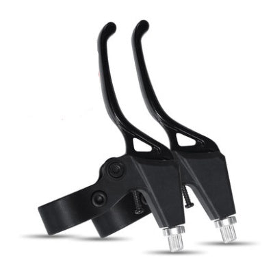 Black bicycle brake levers on a white background