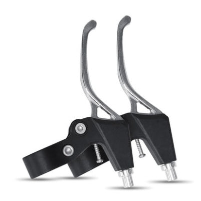 Black and silver Bicycle Brake Levers on a white background
