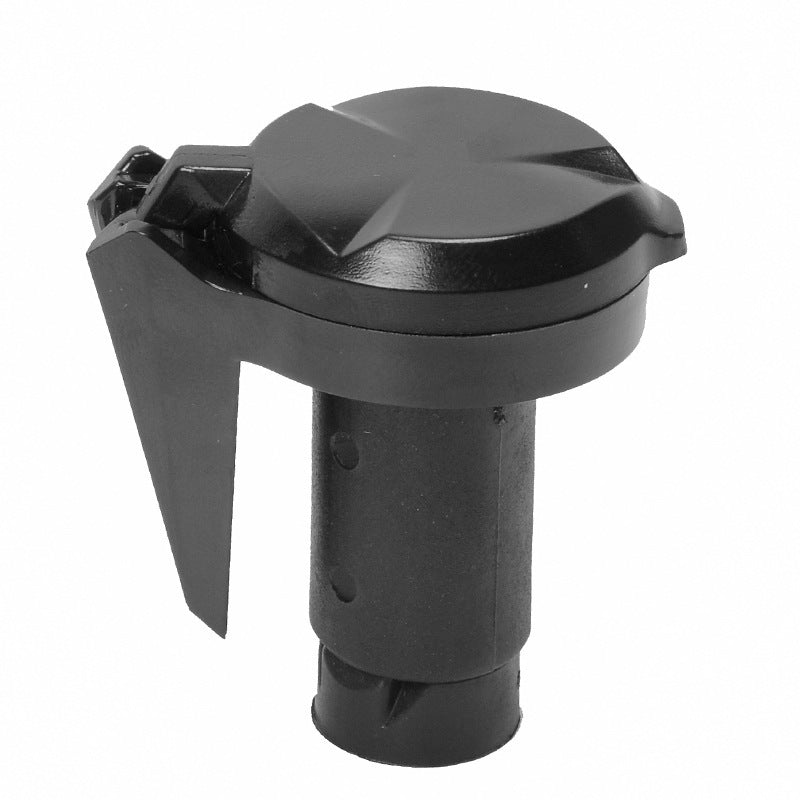 Blacknylon bicycle handlebar plug with integrated rearview mirror on a white background