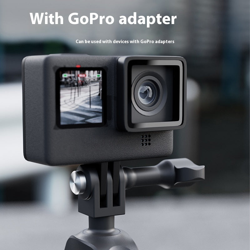 Camera with GoPro adapter on a blurred background