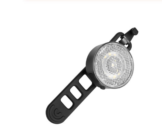Bicycle light with black bracket on a white background