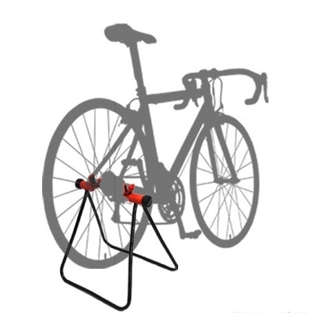 Bicycle on a stand with a white background