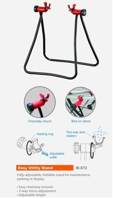 Bicycle_Repair_Stand with illustrations of its uses on a white background