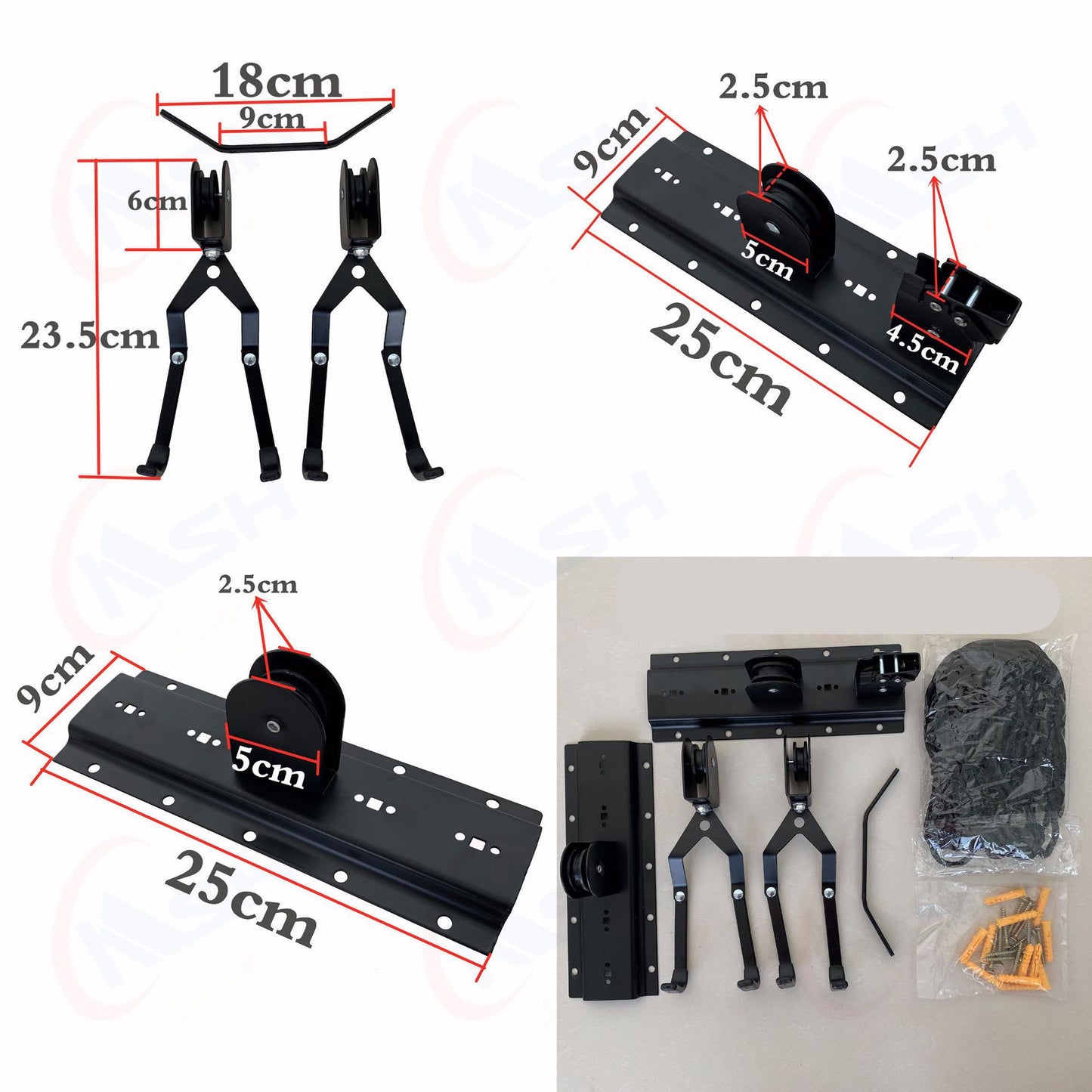Bicycle Storage Hanger Rack with measurements on a white background