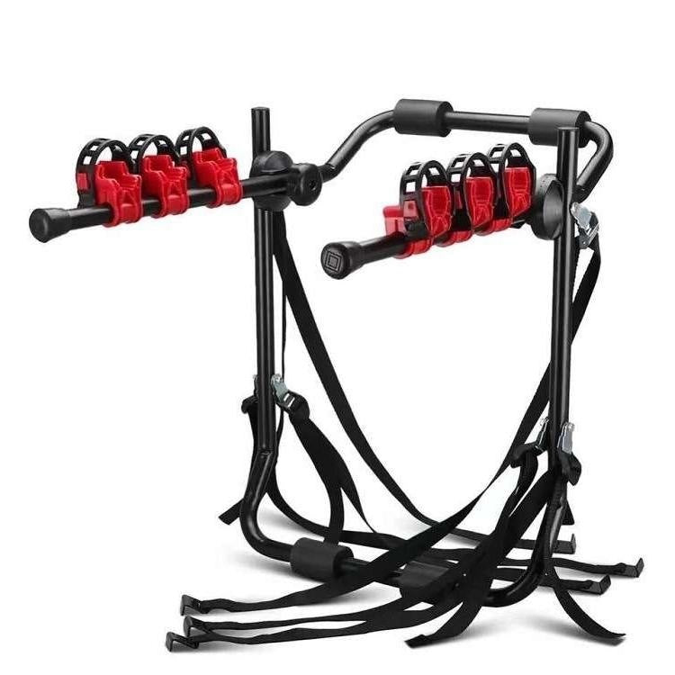 Black and red bike rack on a white background