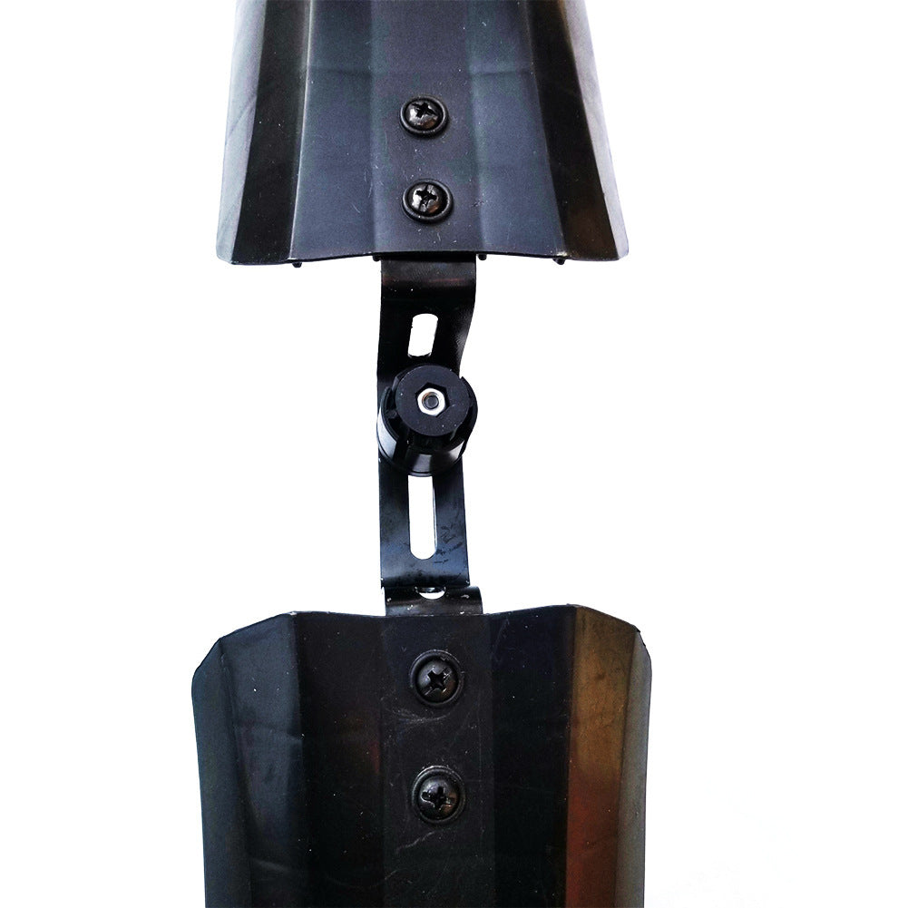 Close-up of a detachable mountain bicycle mudguard on a white background