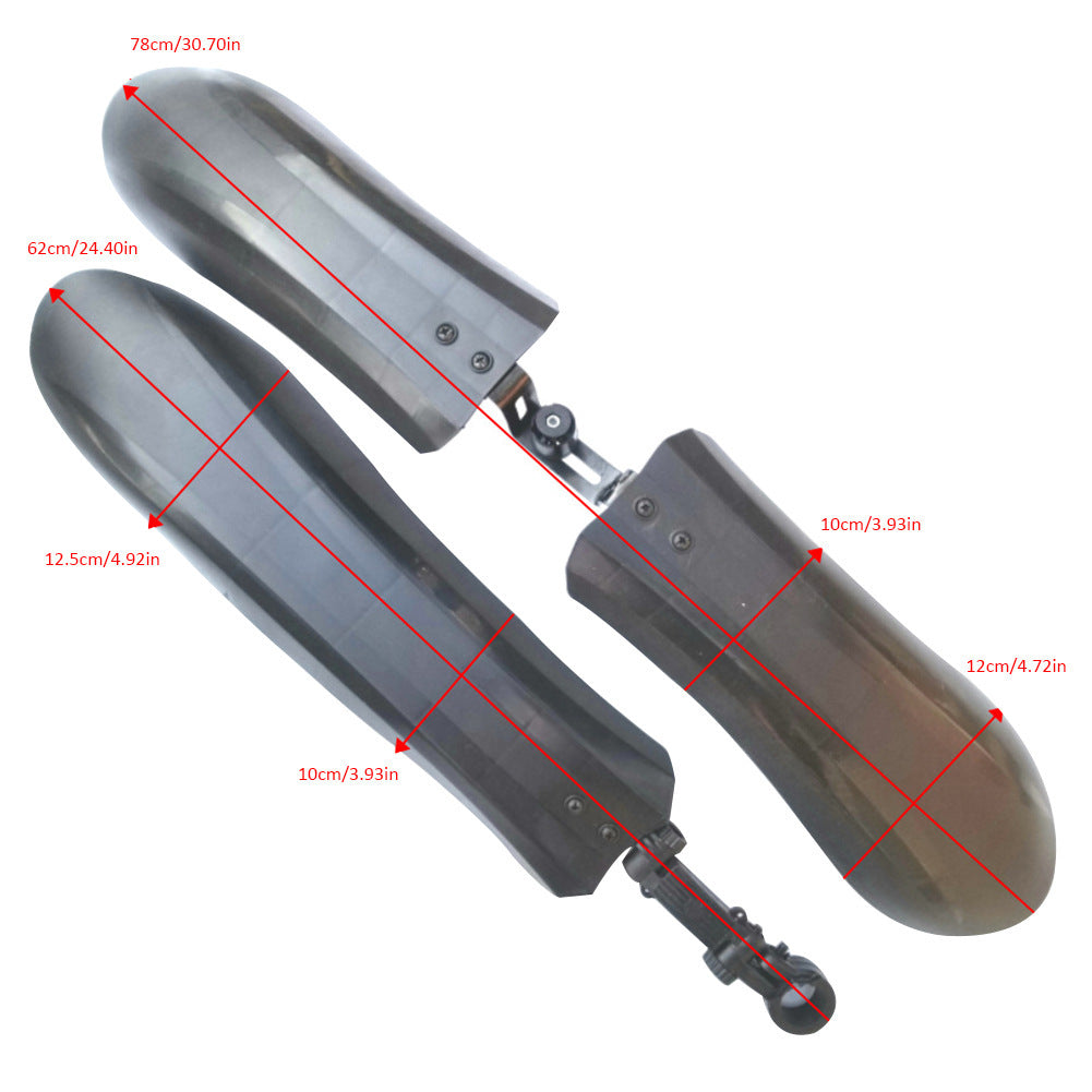 Pair of detachable mountain bicycle mudguards on a white background