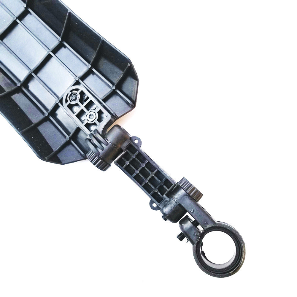 Close-up of a detachable mountain bicycle mudguard on a white background