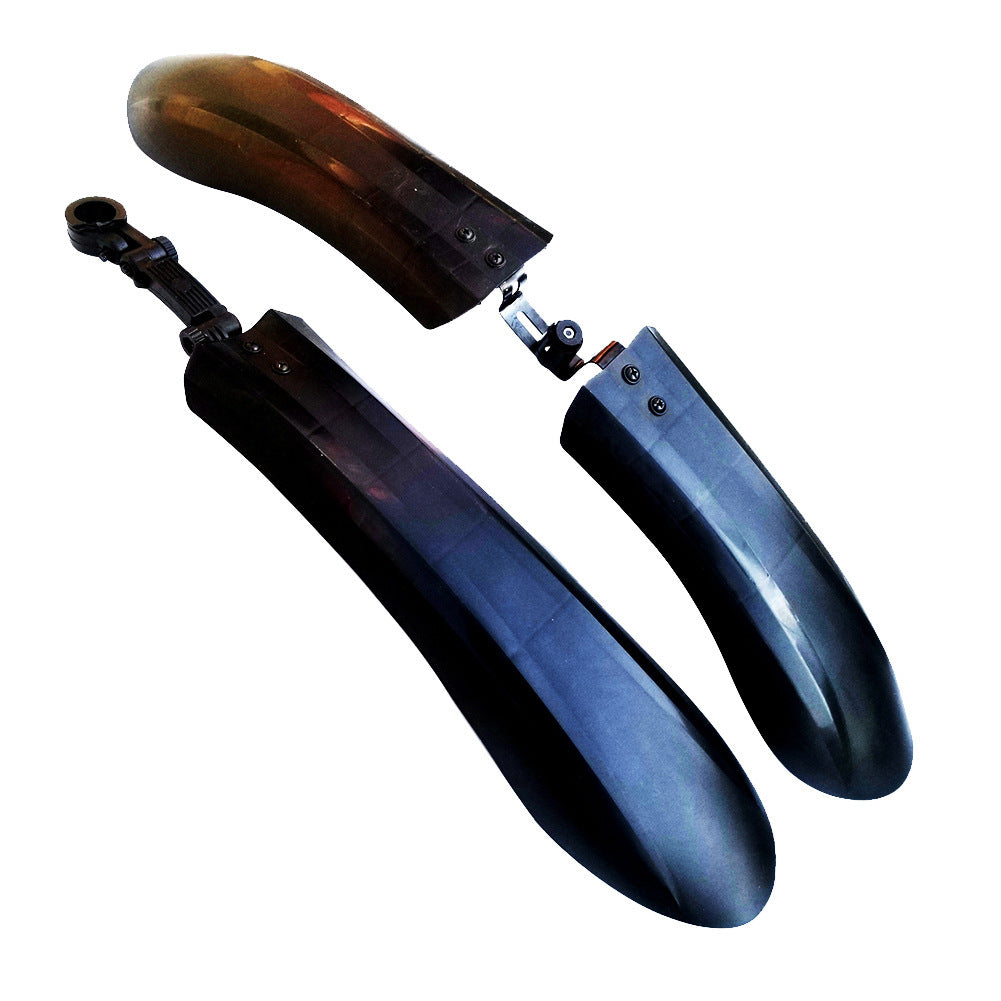 Pair of detachable mountain bicycle mudguards on a white background