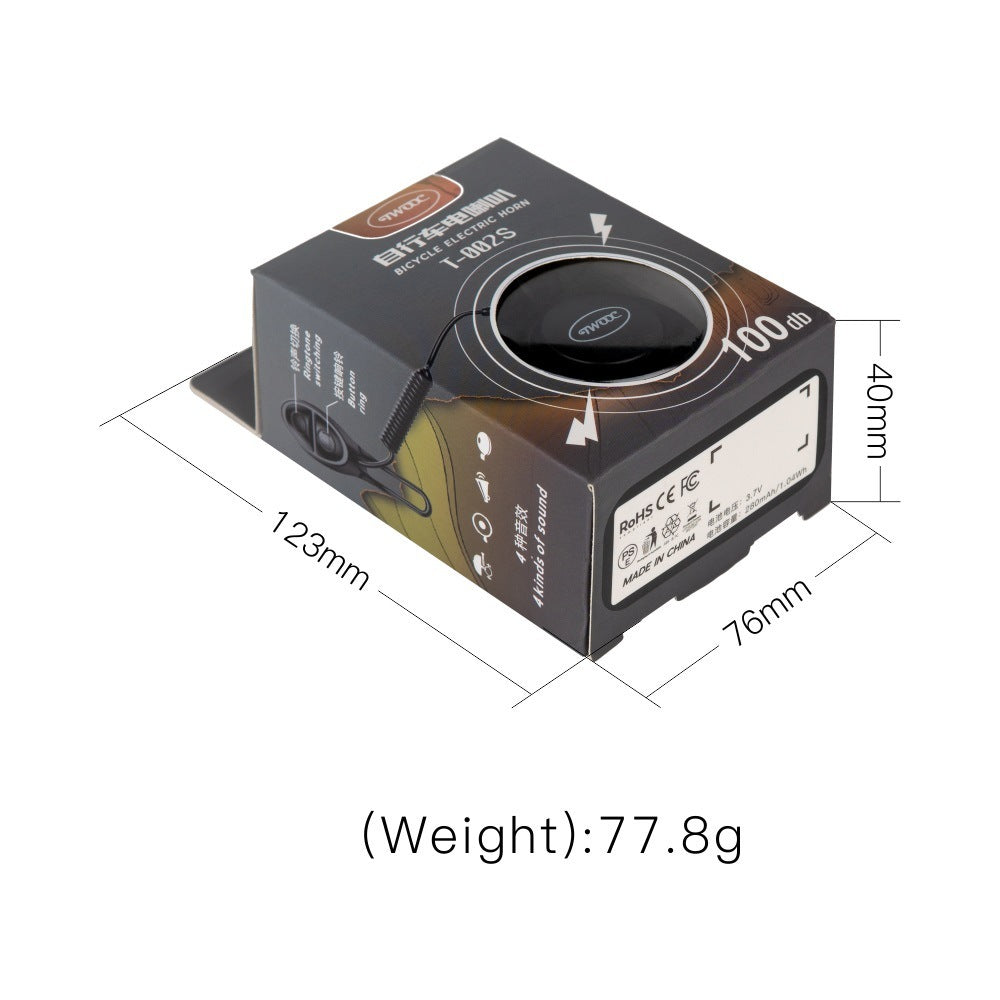 Measurement chart of an Electric Bicycle Bell with dimensions and weight on a white background