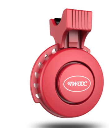 Red electric bicycle bell with 'TWOOC' branding on a white background
