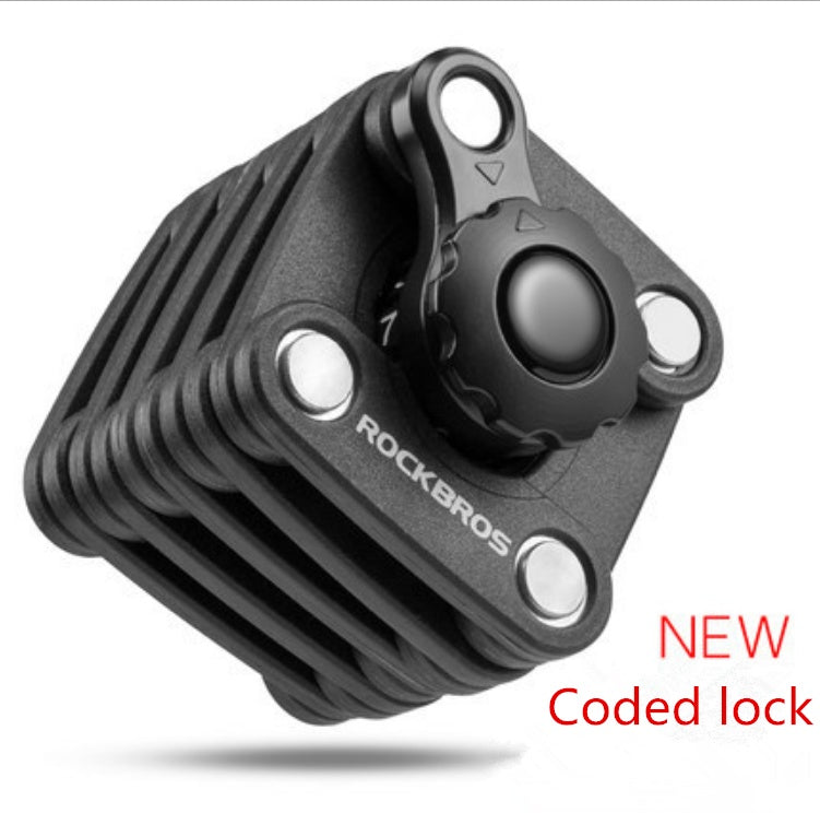 Black coded Extendable Bicycle Lock with 'RockBros' branding on a white background