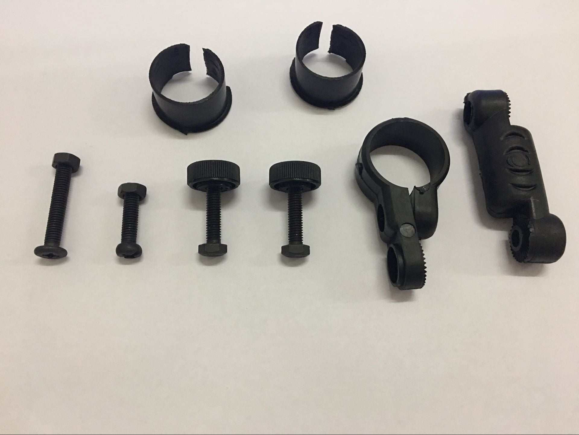 Set of black Foldable Road Bike Mudguard components on a white background