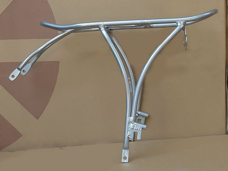 Silver metal rear bicycle rack