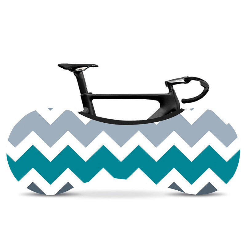Geometrically-Patterned Bicycle Dust Cover with a zigzag pattern on a white background