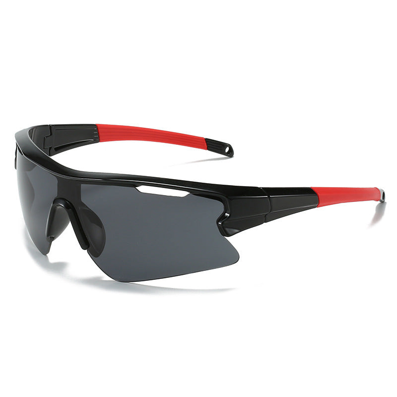 Lightweight Photosensitive Cycling Sunglasses with black frames and red accents on a white background