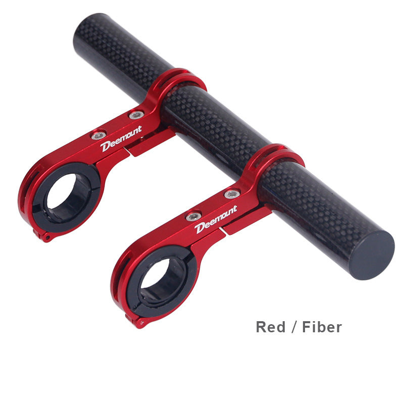 Double red carbon bicycle handlebar extension mount a white background