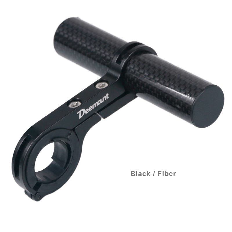Black carbon bicycle handlebar extension mount a white background