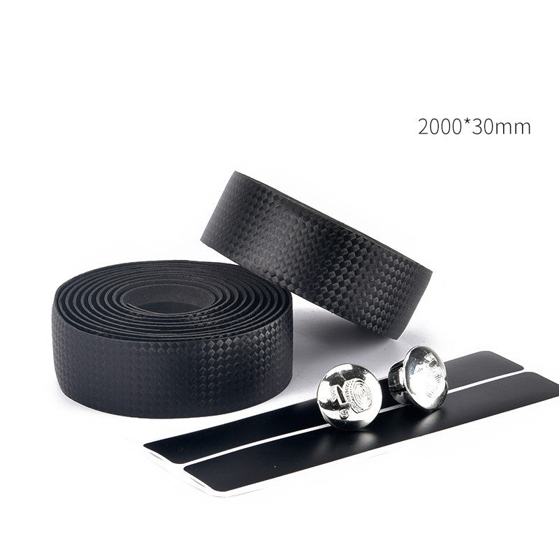 Black Non-slip Bicycle Handlebar Tape with bar ends on a white background