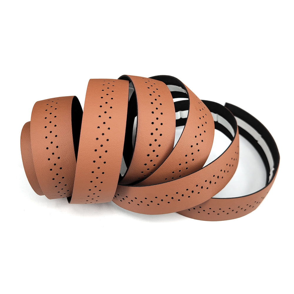 Brown PU Leather Bicycle Handlebar Tape on a white background