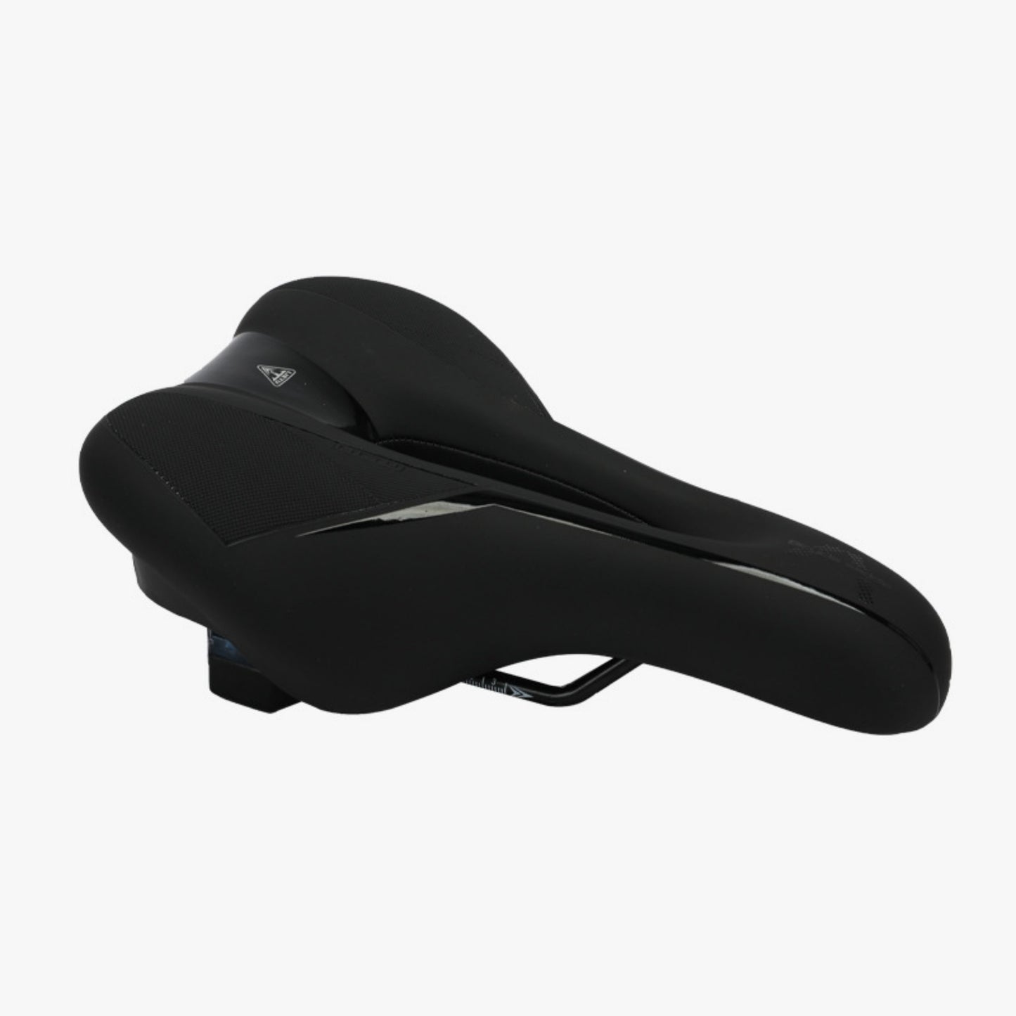 Black bicycle saddle on a white background