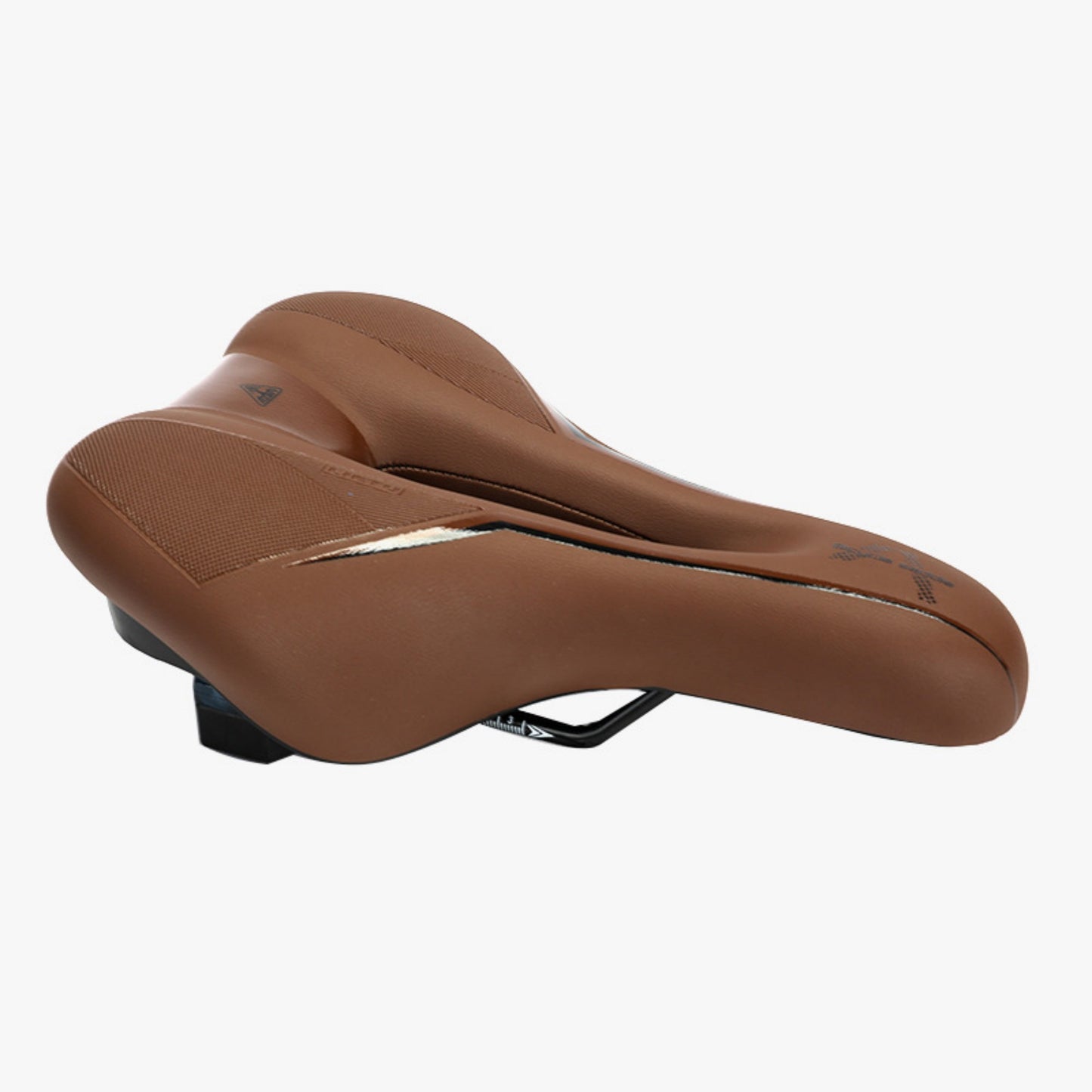 Brown bicycle saddle on a white background