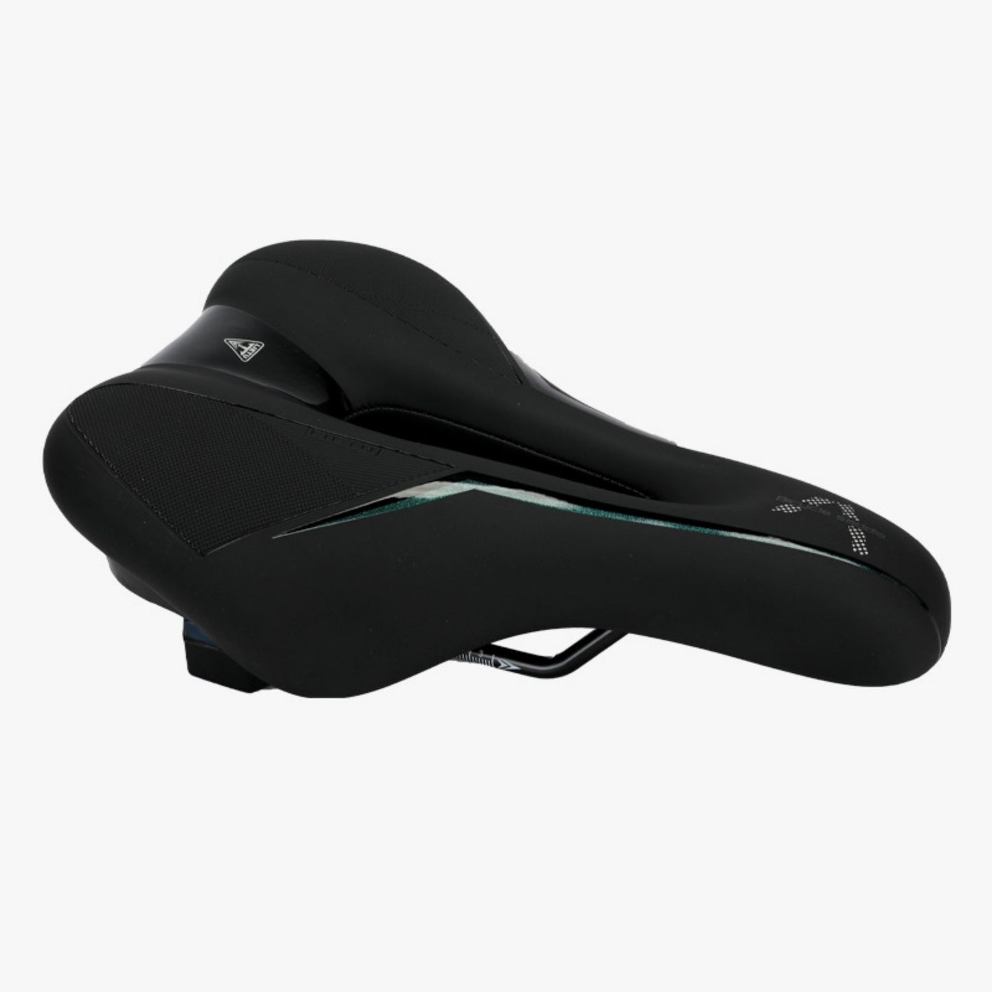 Black bicycle saddle on a white background