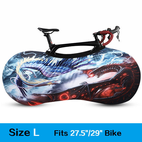Polyester/Lycra Bicycle Dust Cover with dragon design on a white background