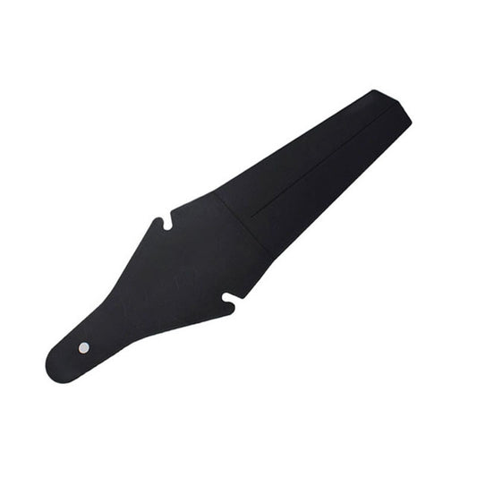 Black snap-on rear bicycle mudguard on a white background