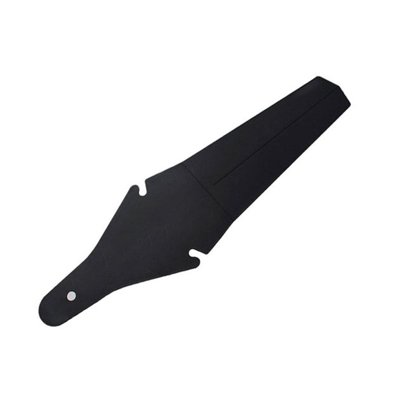 Black snap-on rear bicycle mudguard on a white background