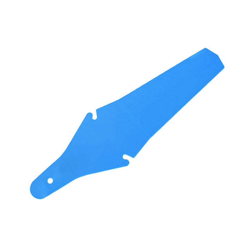 Blue snap-on rear bicycle mudguard on a white background
