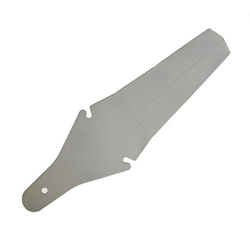 Grey snap-on rear bicycle mudguard on a white background