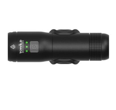 Black Rechargeable Front Bicycle Light with visible brand logo on a white background