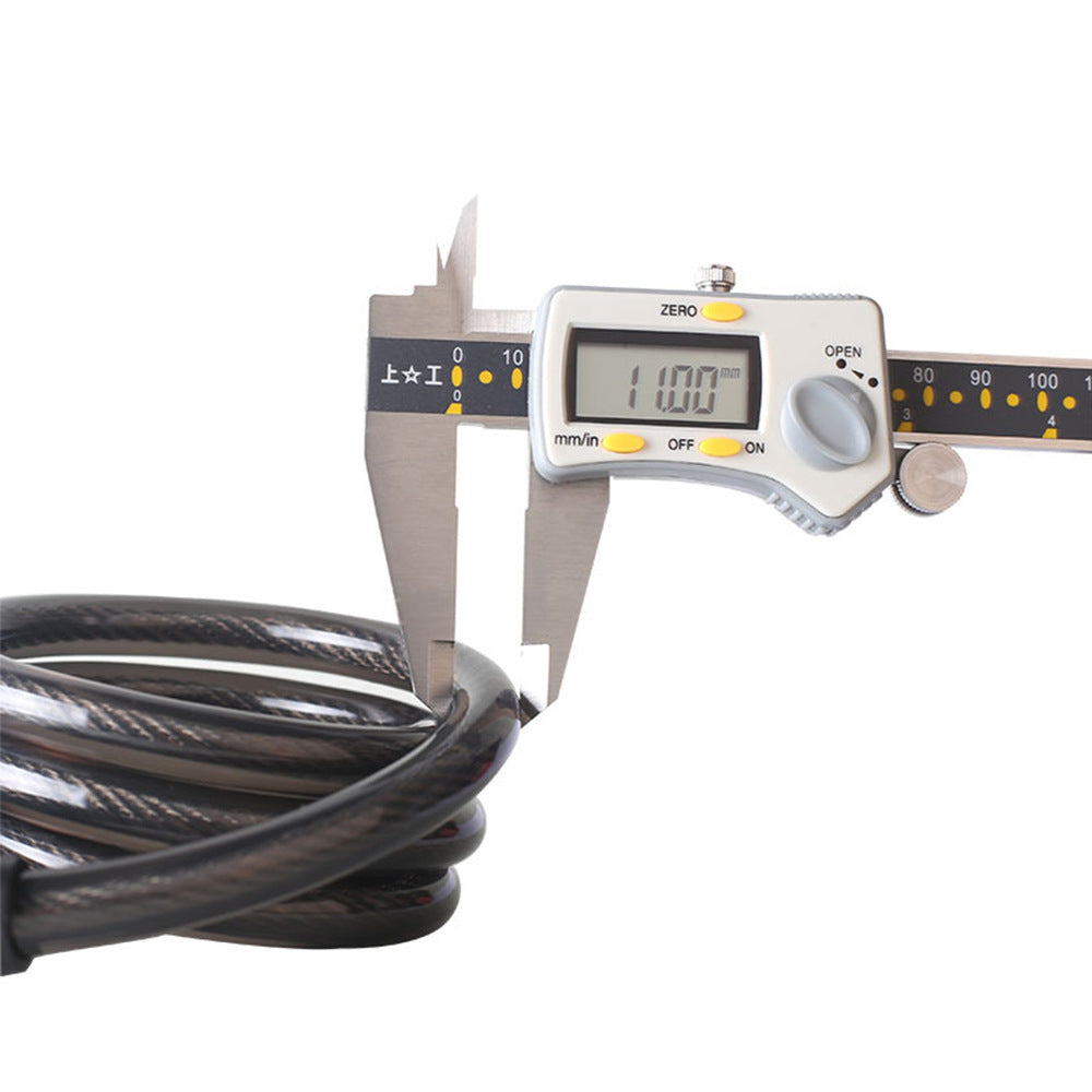 Rechargeable Smart Bicycle Lock with a black cable on a white background