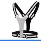 Reflective Cycling Vest With Rechargeable Light with white stripes on a black background
