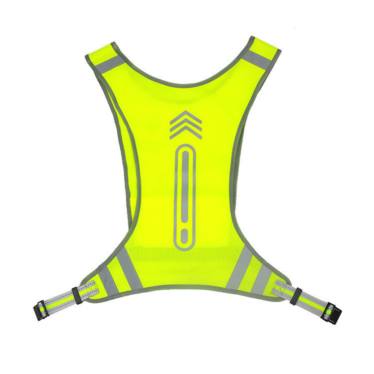 Neon yellow reflective cycling vest on a white background