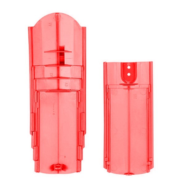 Two red transparent retractable bicycle mudguards on a white backgroundards